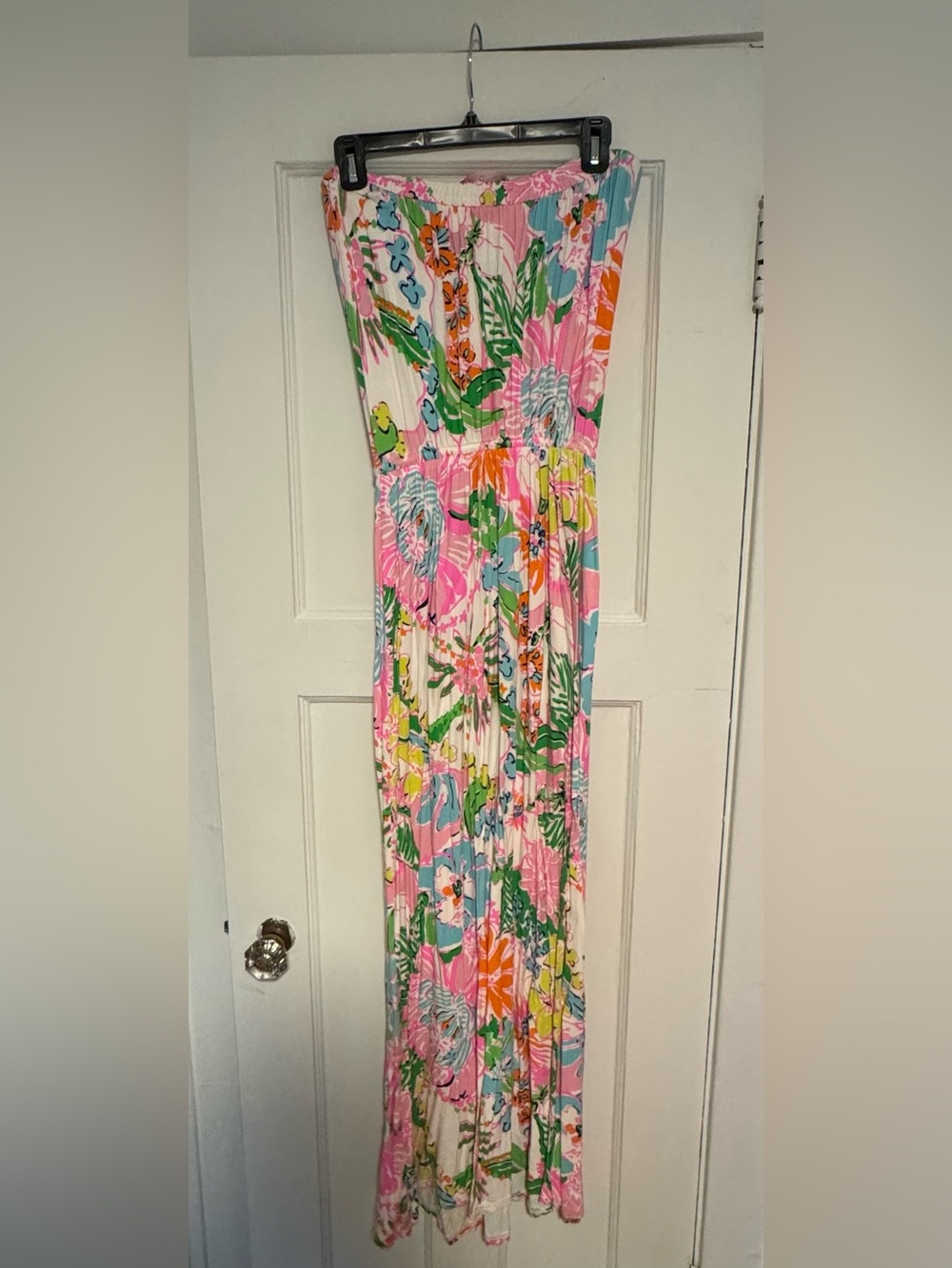 Lilly Pulitzer for Target Pink Floral Strapless Maxi Dress Size L